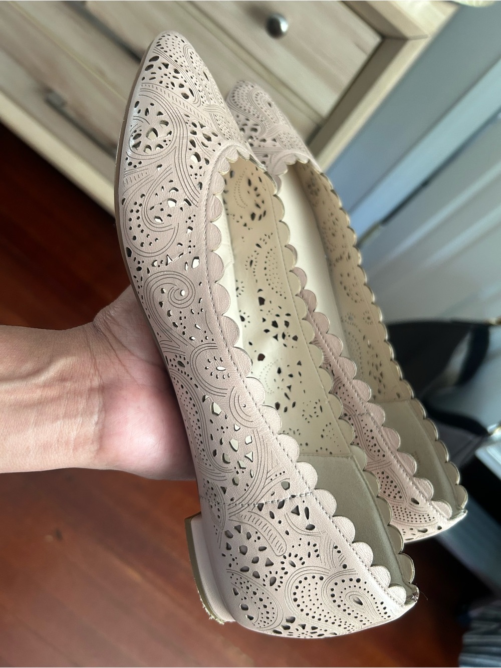 Cole Haan Scalloped Laser-Cut Women's Ballet Flat - Nude - Picture 3 of 10